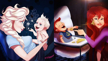 Cum ar arăta prințesele Disney dacă ar deveni mămici