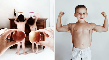 Ce face mămica a cinci copii, când se plictiseşte? Iluzii optice cu prichindeii ei