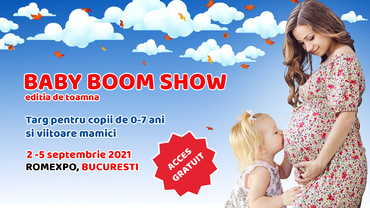 Lansări în premieră şi experienţe unice la Baby Boom Show, cel mai mare târg pentru copii şi viitoare mămici. Intrarea şi parcarea sunt gratuite!