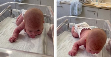 Viral: bebelușul care, la doar 3 zile de la naștere, își susține singur capul