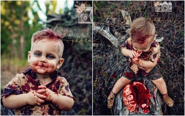 A pregătit o ședință foto cu tematica Zombie pentru băiețelul ei care nu a respirat timp de 13 minute, la naștere. Internauții au criticat-o
