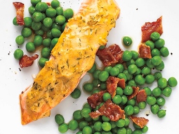 Somon cu mustar si mazare