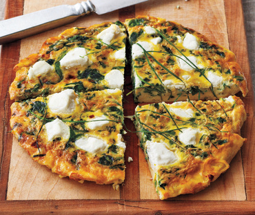 Fritatta cu ierburi, branza de capra si spanac