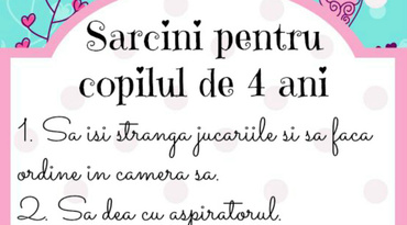 Sarcini pentru copilul de 4 ani