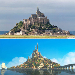 Castelul lui Rapunzel din O poveste incalcita – Castelul Le Mont Saint-Michel (Franta)