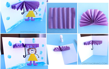 Felicitare 3D: Fetiţă cu umbrelă și o surpriză