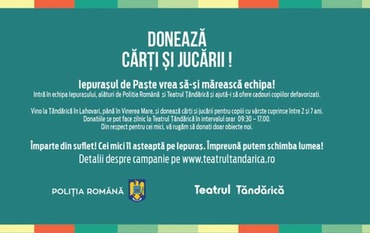 Poliția Română și Teatrul Țăndărică strâng donații pentru copiii nevoiași