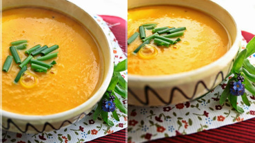 Supa-cremă de morcov copt şi turmeric