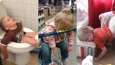 10 fotografii care arată că prichindeii  pot dormi oriunde! Și în orice poziție