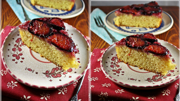 Prăjitură răsturnată cu prune